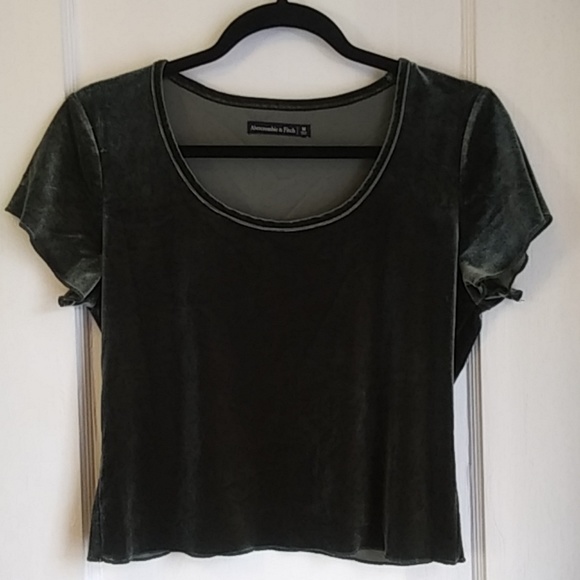Abercrombie & Fitch Tops - A&F Green Velvet Crop Top